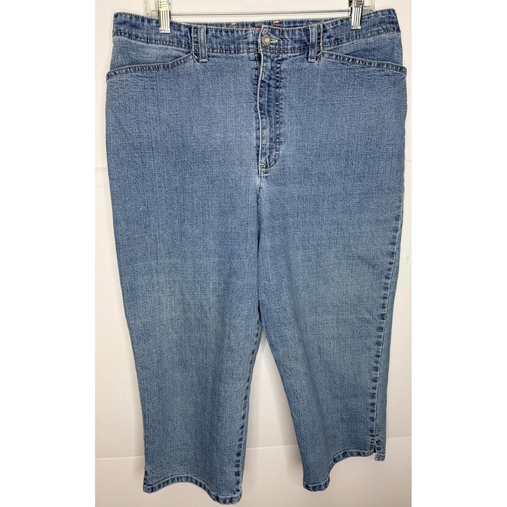 Gloria Vanderbilt Capri Mom Jeans Women 14 Medium Wash High Rise Coastal Preppy